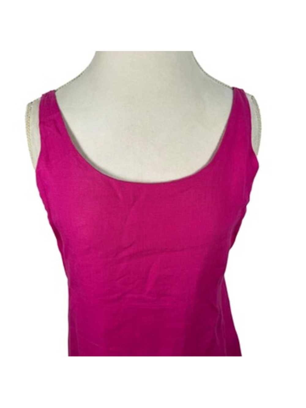 Eileen Fisher System Pink 100% Irish Linen Ruffle Hem Tank Dress Chic Size XS - Picture 6 of 11